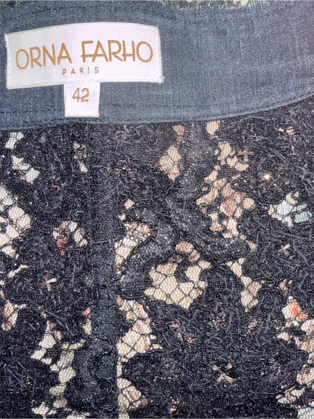 ORNA FARHO DENIM W/BEADING DRESSY 3 PSC SUIT TOP/SKIRT MANDALAY STYLE FR42/8US - Picture 12 of 13